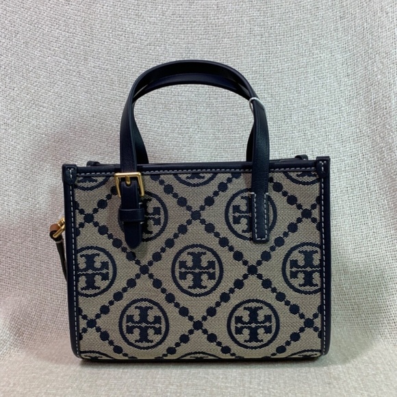 Tory Burch MINI Tory Navy T Monogram Jacquard Tote + Card Case - Picture 6 of 16